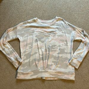 Bixby pink and gray camo sweater